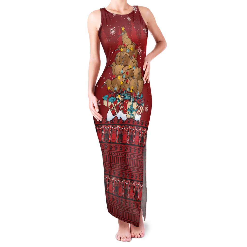 Funny Kiwi Bird Xmas Tree Family Matching Tank Maxi Dress and Hawaiian Shirt New Zealand Tribal Christmas Spirit - Polynesian Pride