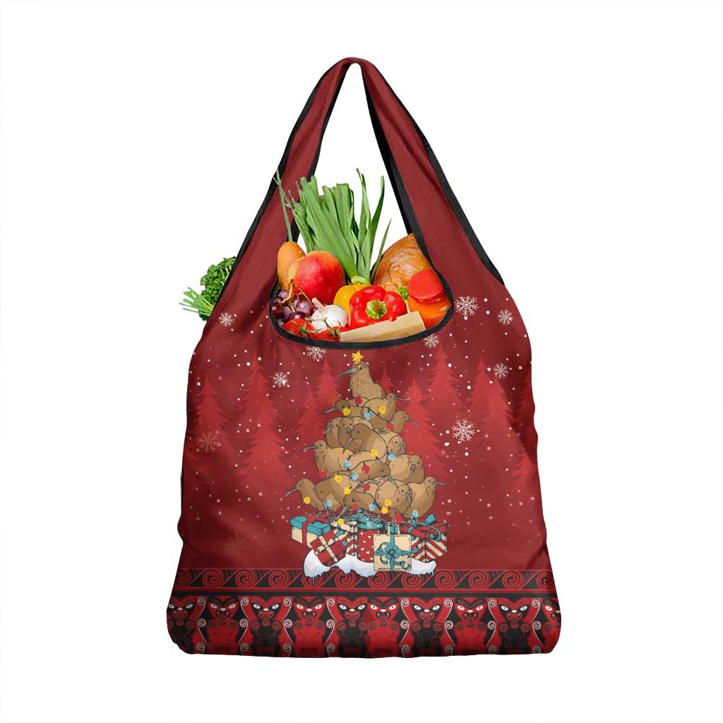 Funny Kiwi Bird Xmas Tree Grocery Bag New Zealand Tribal Christmas Spirit - Polynesian Pride