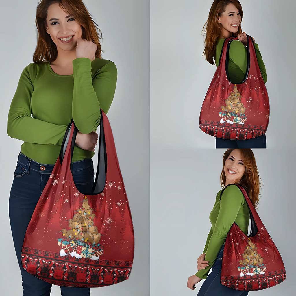 Funny Kiwi Bird Xmas Tree Grocery Bag New Zealand Tribal Christmas Spirit - Polynesian Pride