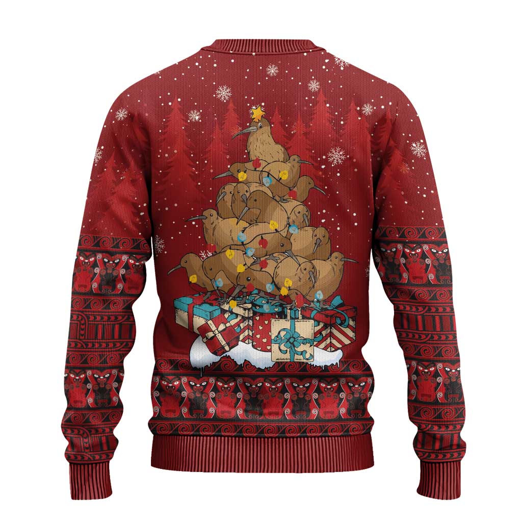 Funny Kiwi Bird Xmas Tree Ugly Christmas Sweater New Zealand Tribal Christmas Spirit - Polynesian Pride