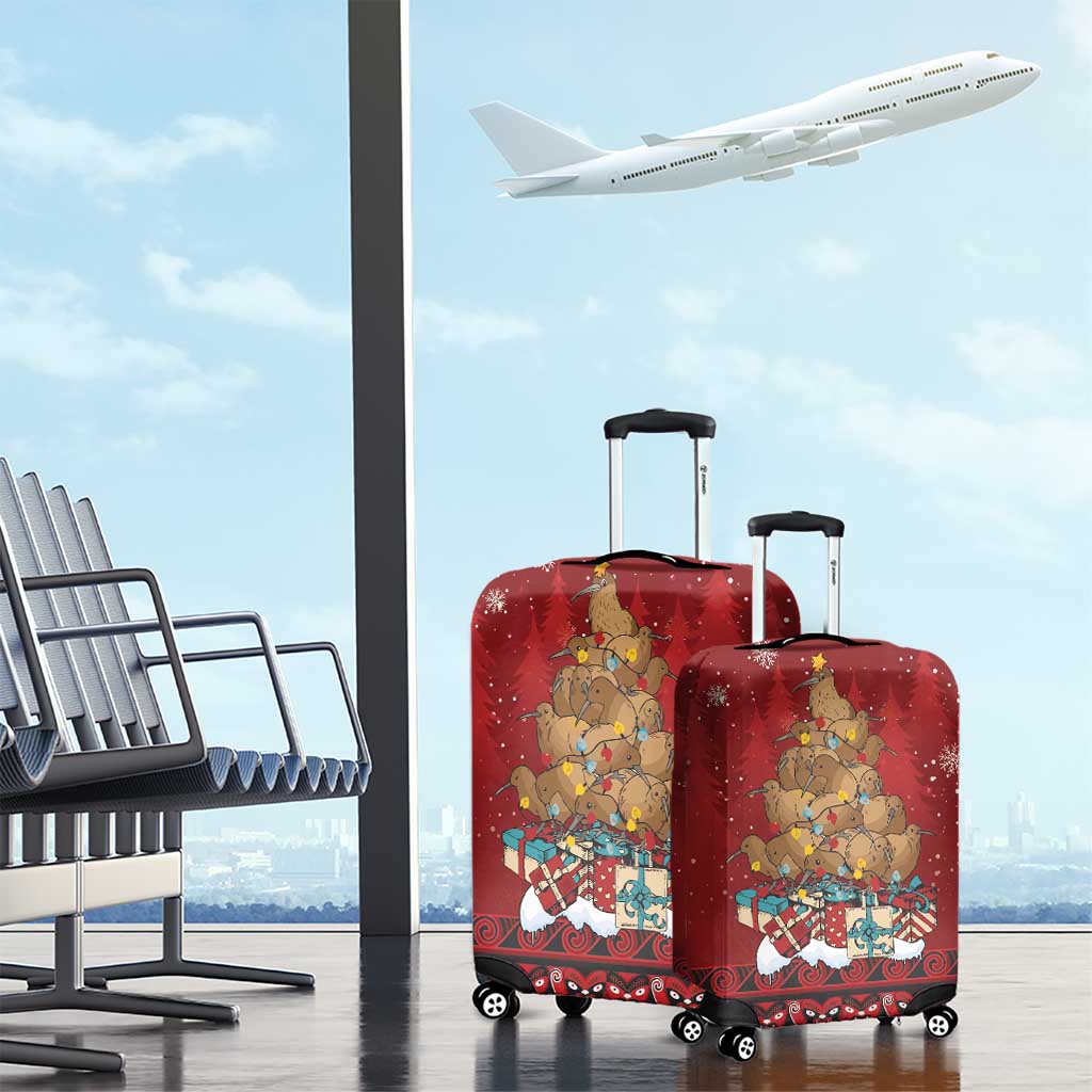 Funny Kiwi Bird Xmas Tree Luggage Cover New Zealand Tribal Christmas Spirit - Polynesian Pride