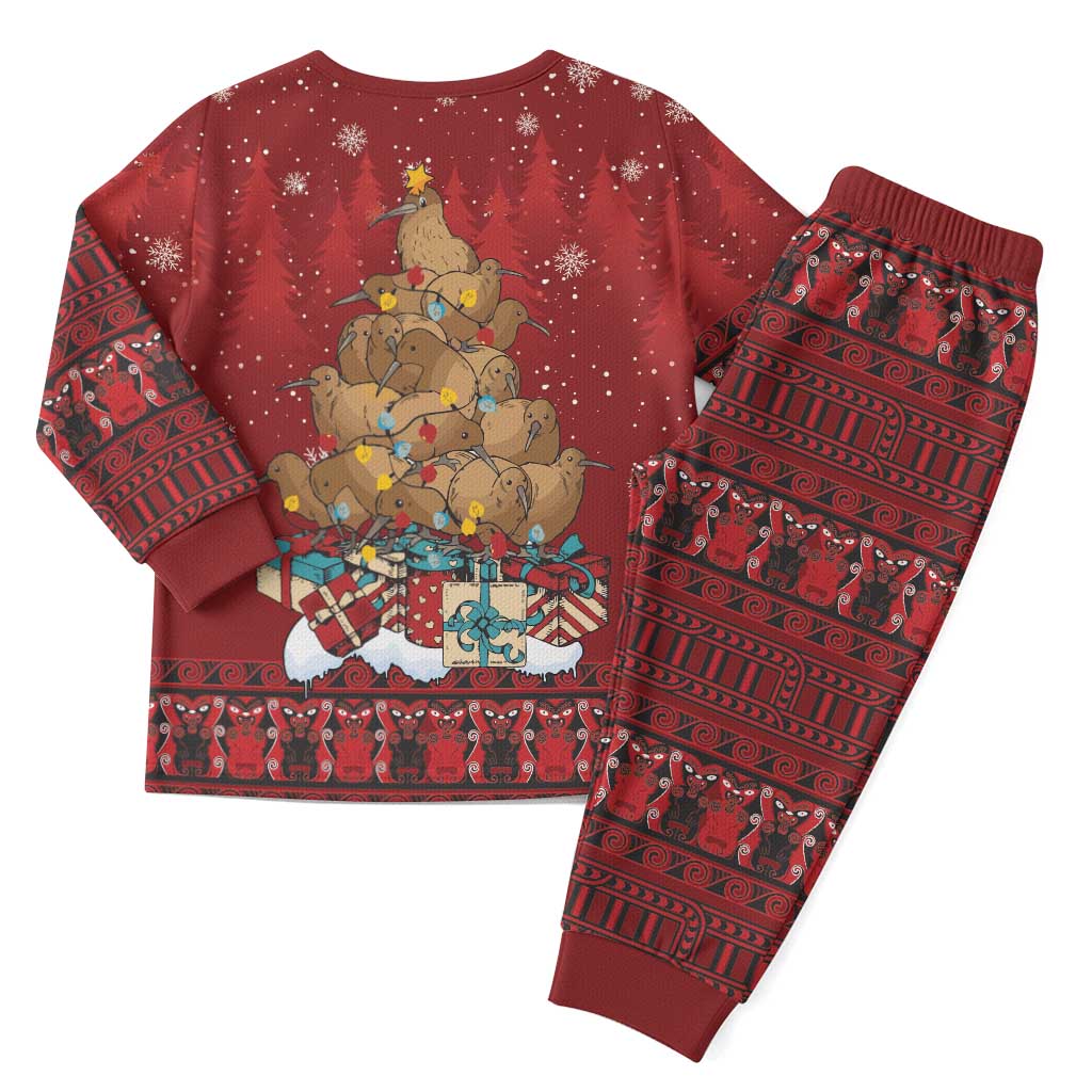 Funny Kiwi Bird Xmas Tree Christmas Pajama Set New Zealand Tribal Christmas Spirit - Polynesian Pride