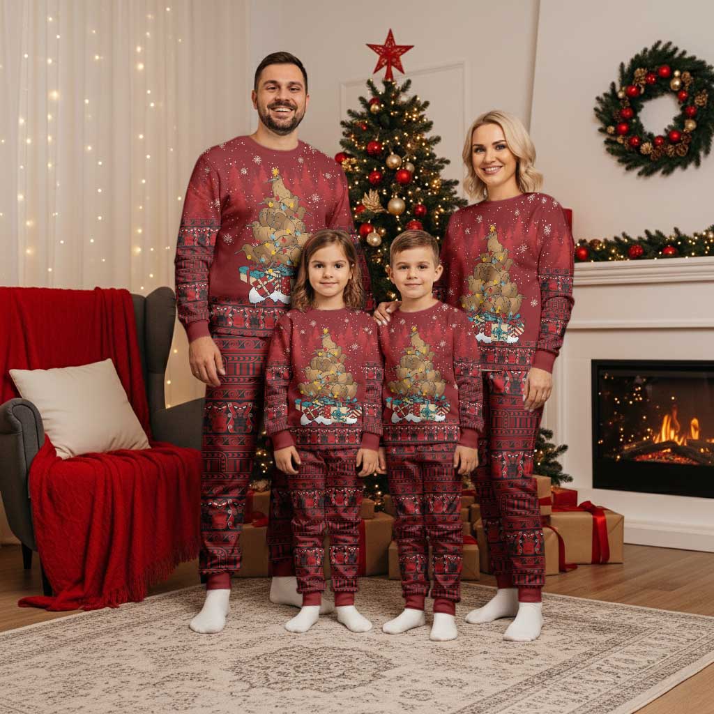 Funny Kiwi Bird Xmas Tree Christmas Pajama Set New Zealand Tribal Christmas Spirit - Polynesian Pride