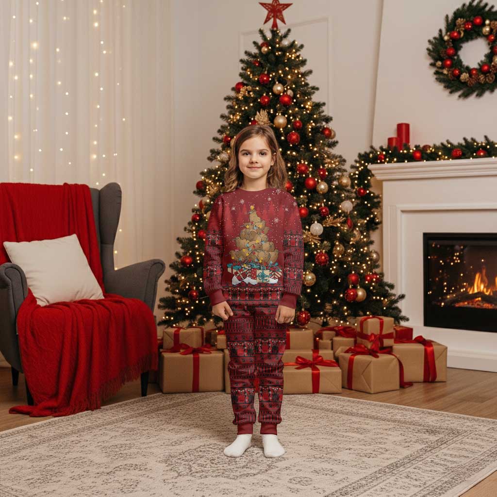 Funny Kiwi Bird Xmas Tree Christmas Pajama Set New Zealand Tribal Christmas Spirit - Polynesian Pride