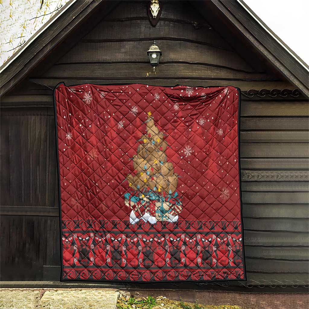 Funny Kiwi Bird Xmas Tree Quilt New Zealand Tribal Christmas Spirit - Polynesian Pride
