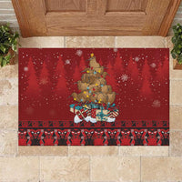 Funny Kiwi Bird Xmas Tree Rubber Doormat New Zealand Tribal Christmas Spirit - Polynesian Pride