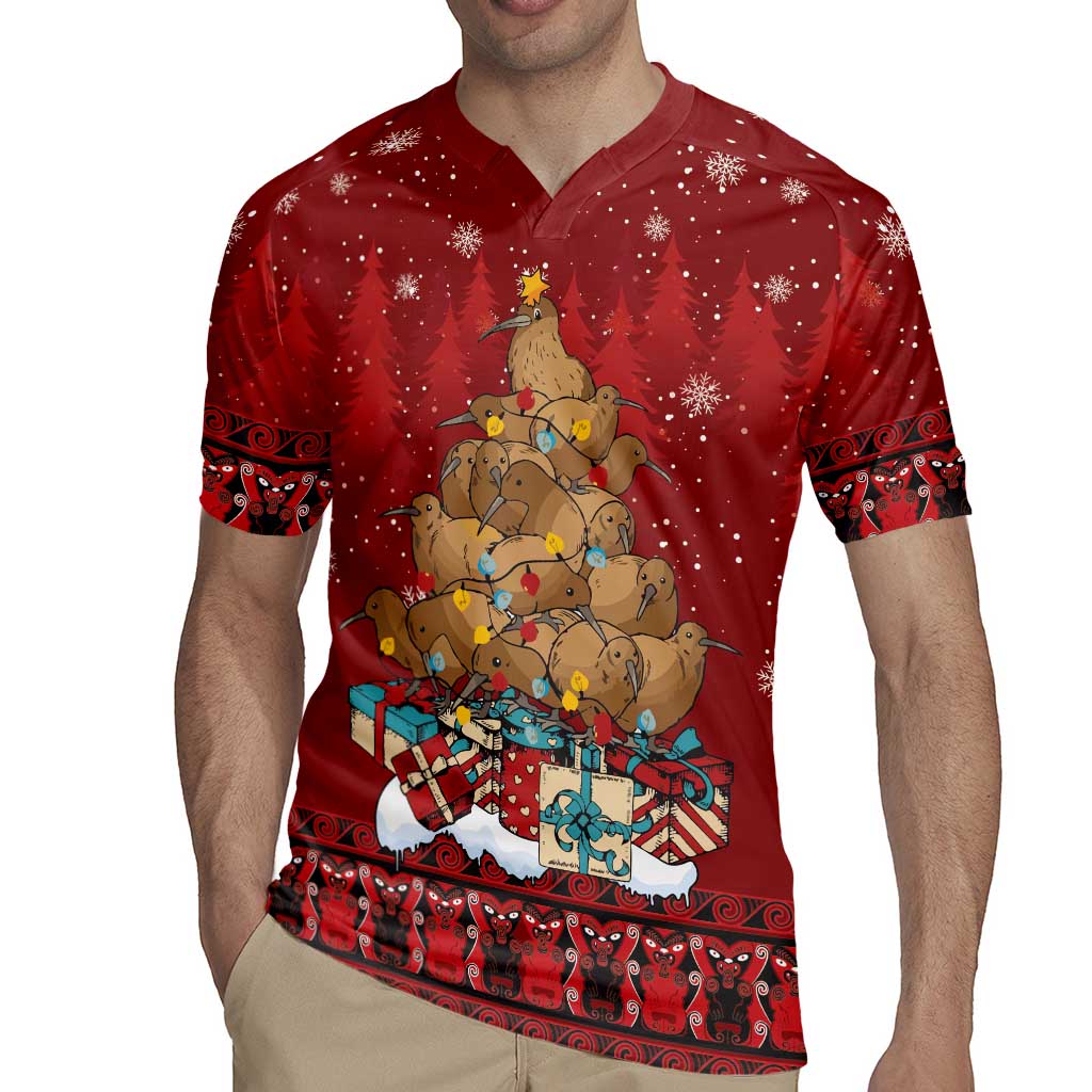 Funny Kiwi Bird Xmas Tree Rugby Jersey New Zealand Tribal Christmas Spirit - Polynesian Pride