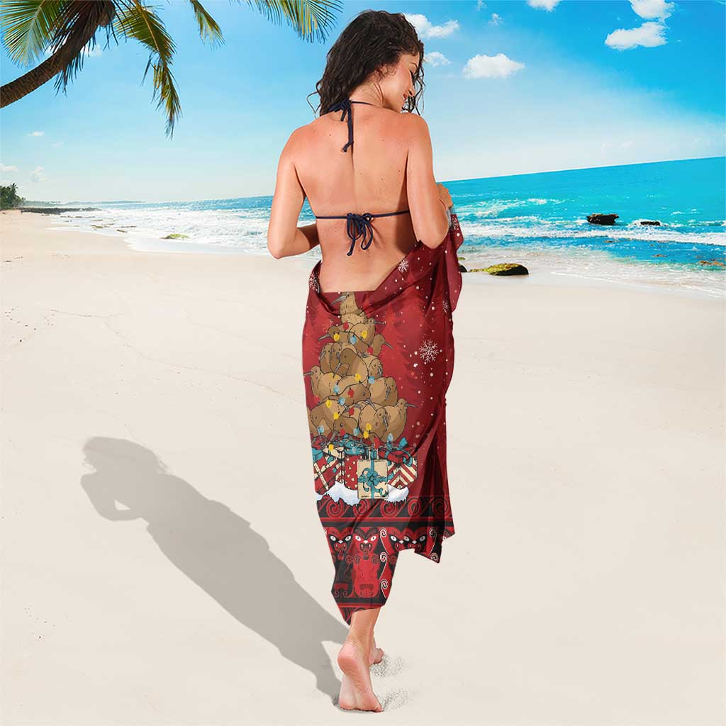 Funny Kiwi Bird Xmas Tree Sarong New Zealand Tribal Christmas Spirit - Polynesian Pride