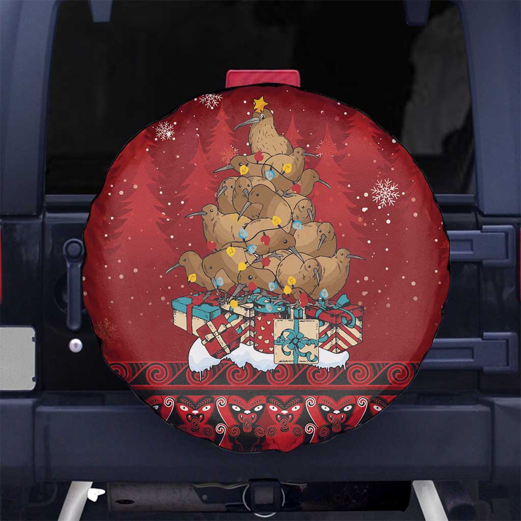 Funny Kiwi Bird Xmas Tree Spare Tire Cover New Zealand Tribal Christmas Spirit - Polynesian Pride