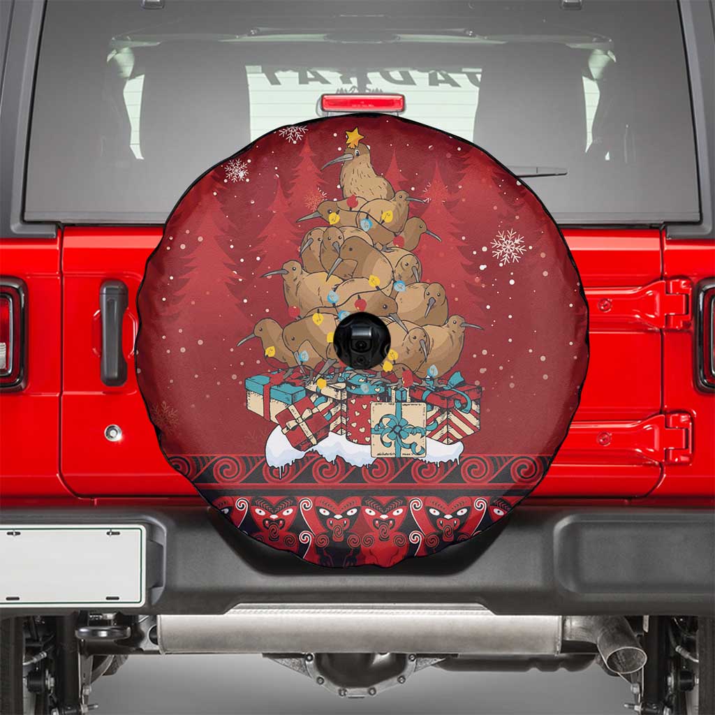 Funny Kiwi Bird Xmas Tree Spare Tire Cover New Zealand Tribal Christmas Spirit - Polynesian Pride