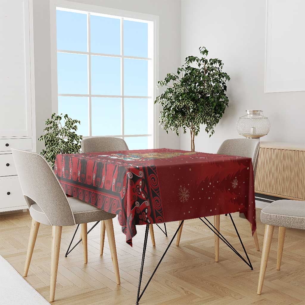 Funny Kiwi Bird Xmas Tree Tablecloth New Zealand Tribal Christmas Spirit - Polynesian Pride