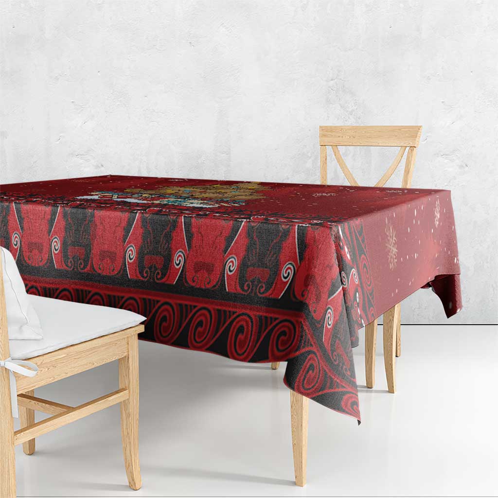 Funny Kiwi Bird Xmas Tree Tablecloth New Zealand Tribal Christmas Spirit - Polynesian Pride