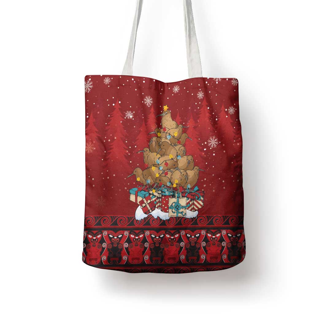Funny Kiwi Bird Xmas Tree Tote Bag New Zealand Tribal Christmas Spirit - Polynesian Pride