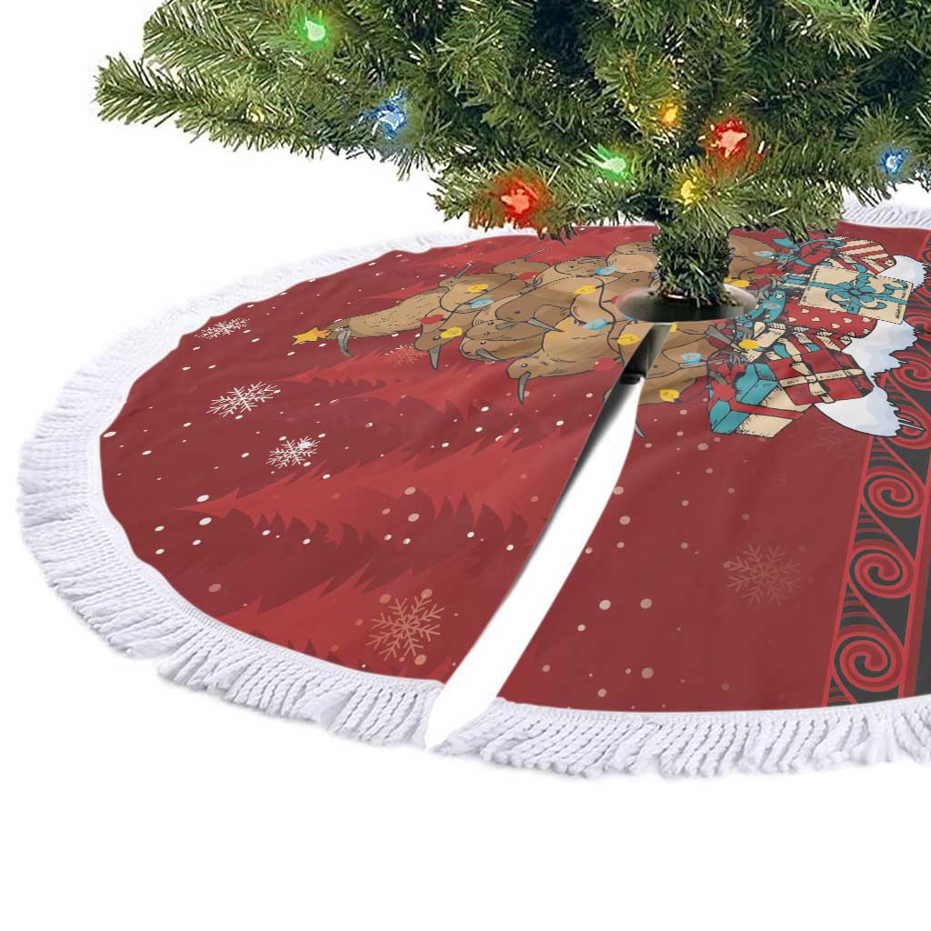 Funny Kiwi Bird Xmas Tree Tree Skirt New Zealand Tribal Christmas Spirit - Polynesian Pride
