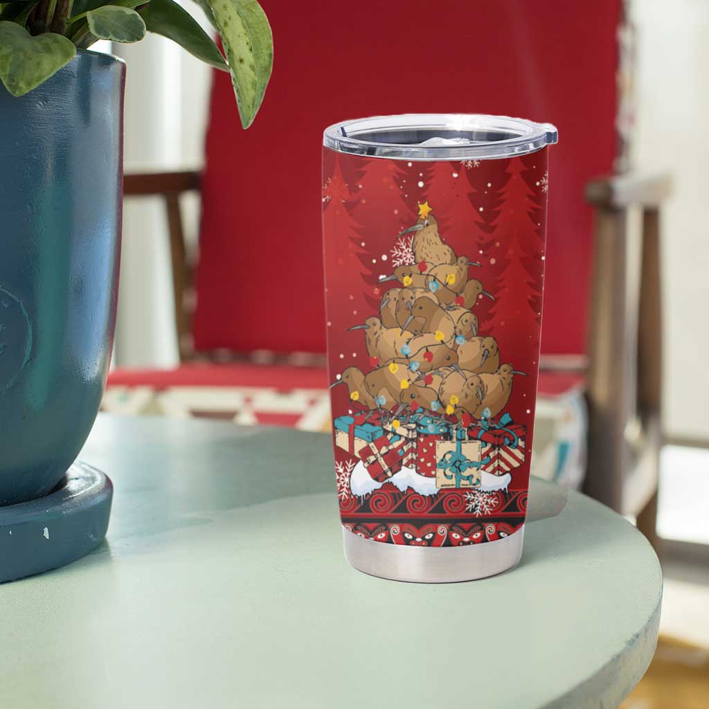 Funny Kiwi Bird Xmas Tree Tumbler Cup New Zealand Tribal Christmas Spirit - Polynesian Pride