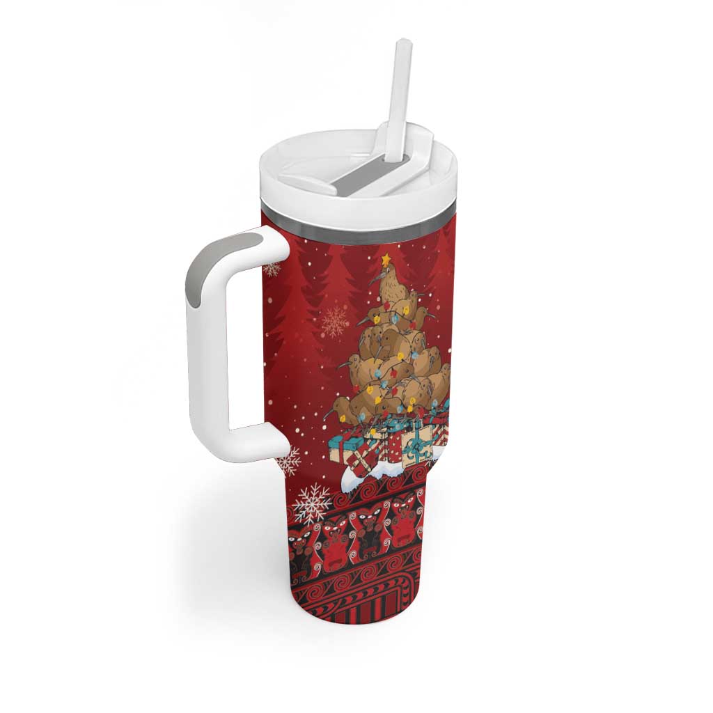 Funny Kiwi Bird Xmas Tree Tumbler With Handle New Zealand Tribal Christmas Spirit - Polynesian Pride