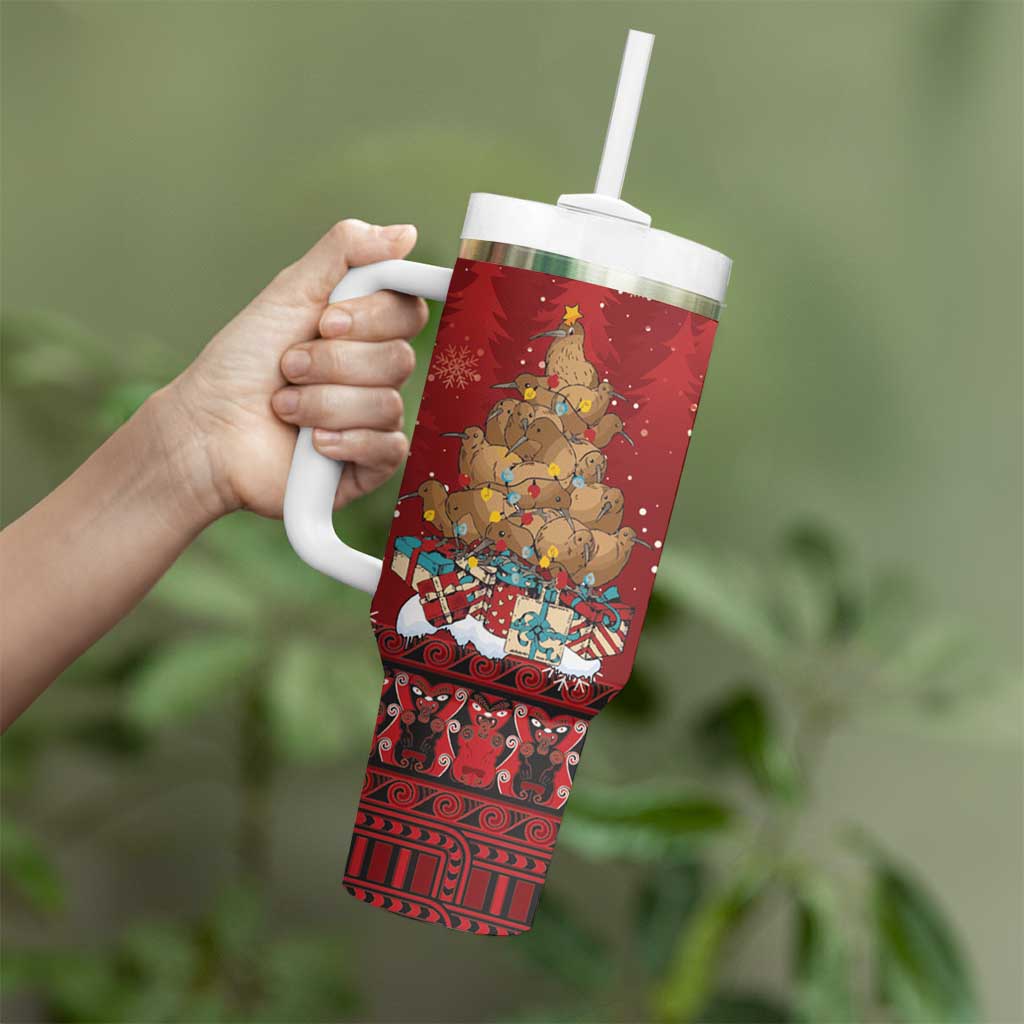Funny Kiwi Bird Xmas Tree Tumbler With Handle New Zealand Tribal Christmas Spirit - Polynesian Pride