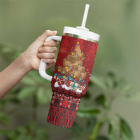Funny Kiwi Bird Xmas Tree Tumbler With Handle New Zealand Tribal Christmas Spirit - Polynesian Pride