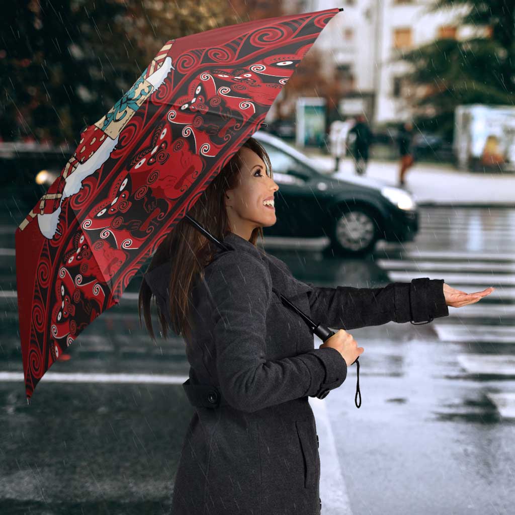 Funny Kiwi Bird Xmas Tree Umbrella New Zealand Tribal Christmas Spirit - Polynesian Pride