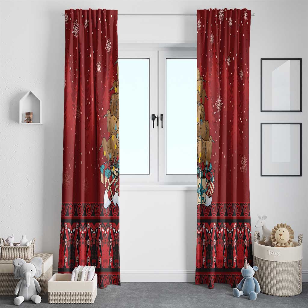Funny Kiwi Bird Xmas Tree Window Curtain New Zealand Tribal Christmas Spirit - Polynesian Pride
