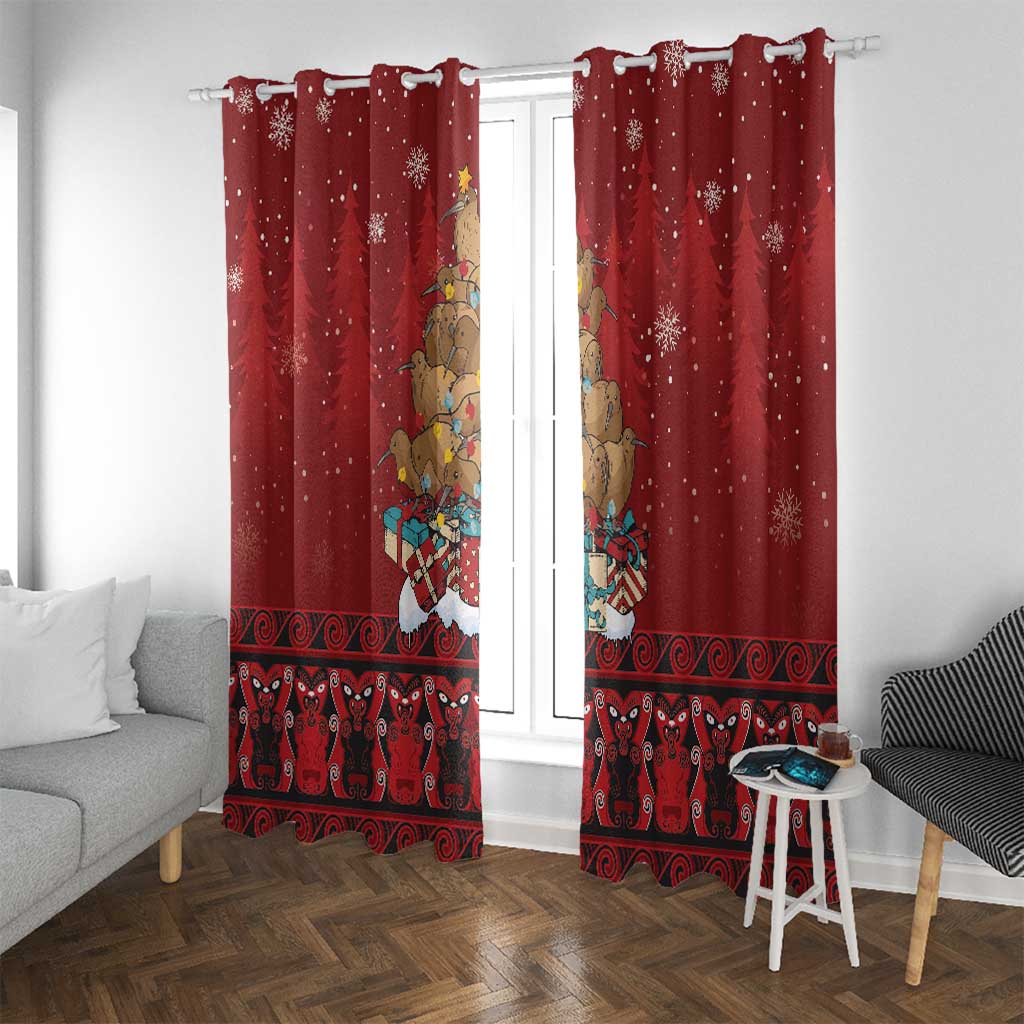 Funny Kiwi Bird Xmas Tree Window Curtain New Zealand Tribal Christmas Spirit - Polynesian Pride