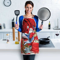 Funny Santa Riding Shark Apron Polynesian Tribal Christmas Spirit - Polynesian Pride