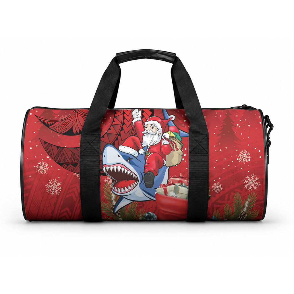 Funny Santa Riding Shark Duffle Bag Polynesian Tribal Christmas Spirit LT9 One size Red - Polynesian Pride