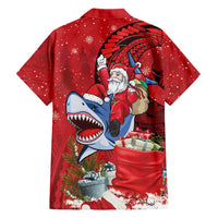 Funny Santa Riding Shark Family Matching Off The Shoulder Long Sleeve Dress and Hawaiian Shirt Polynesian Tribal Christmas Spirit LT9 - Polynesian Pride