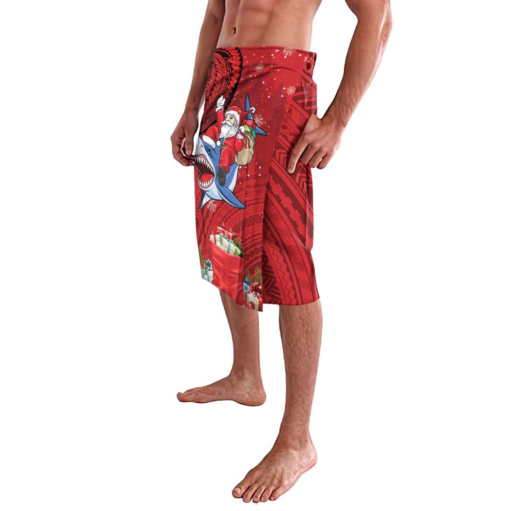 Funny Santa Riding Shark Lavalava Polynesian Tribal Christmas Spirit - Polynesian Pride