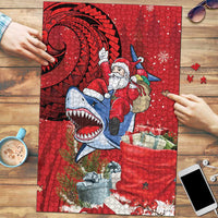 Funny Santa Riding Shark Puzzle Polynesian Tribal Christmas Spirit LT9 Red - Polynesian Pride
