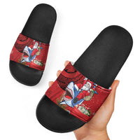 Funny Santa Riding Shark Slide Sandals Polynesian Tribal Christmas Spirit - Polynesian Pride