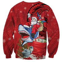 Funny Santa Riding Shark Sweatshirt Polynesian Tribal Christmas Spirit LT9 - Polynesian Pride