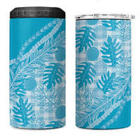 Hawaii Breadfruit Palaka 4 in 1 Can Cooler Tumbler Polu Maile Lei LT9 One Size: 16 oz Blue - Polynesian Pride