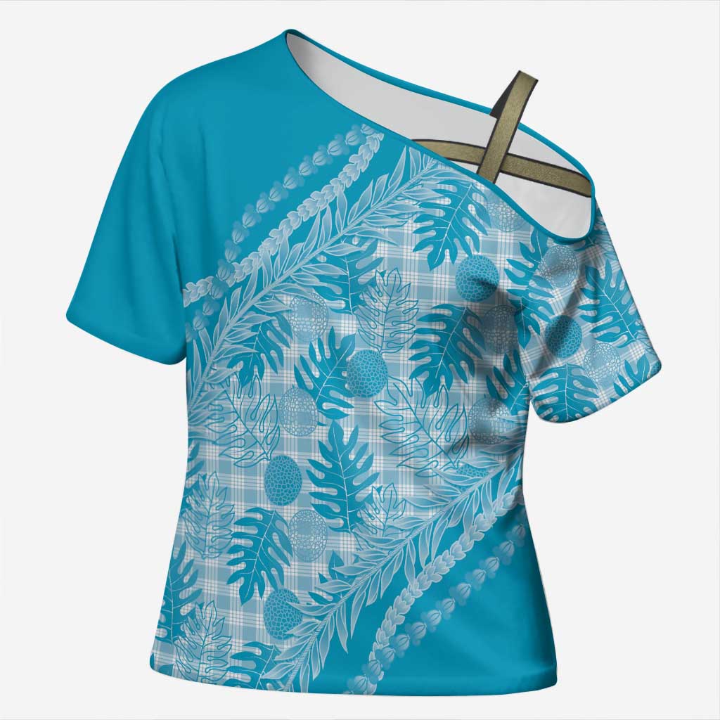 Hawaii Breadfruit Palaka Cross Shoulder Shirt Polu Maile Lei - Polynesian Pride