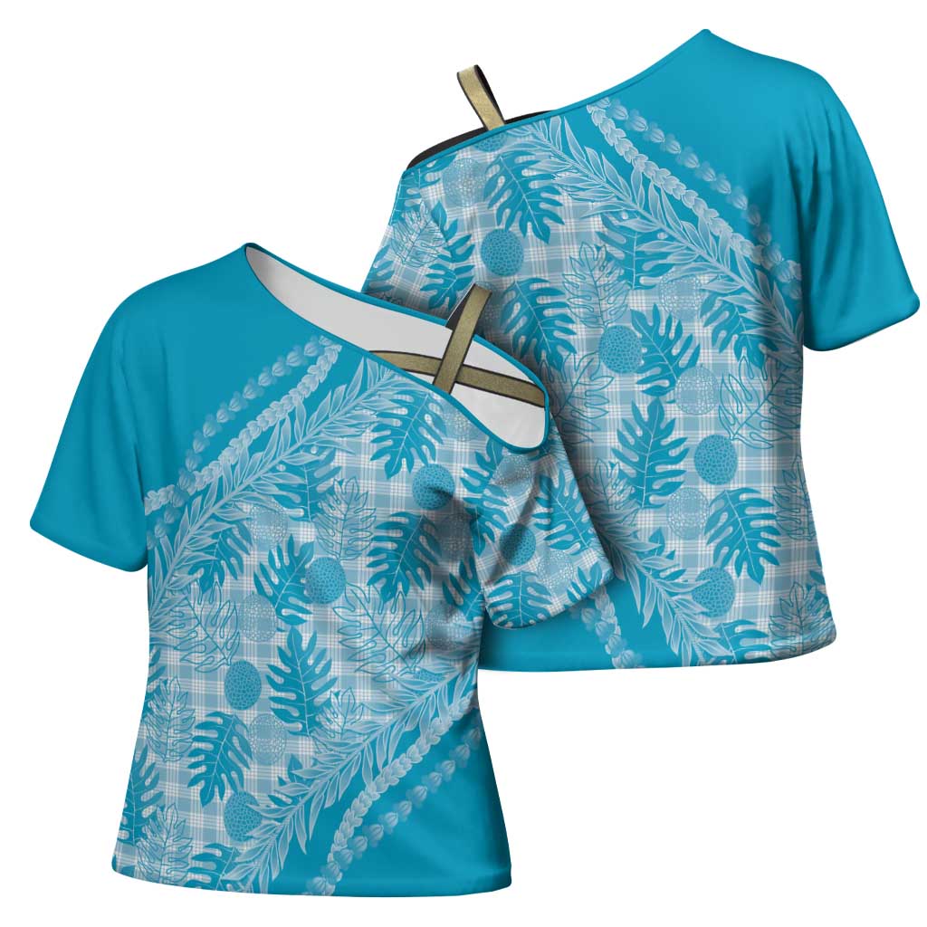 Hawaii Breadfruit Palaka Cross Shoulder Shirt Polu Maile Lei - Polynesian Pride