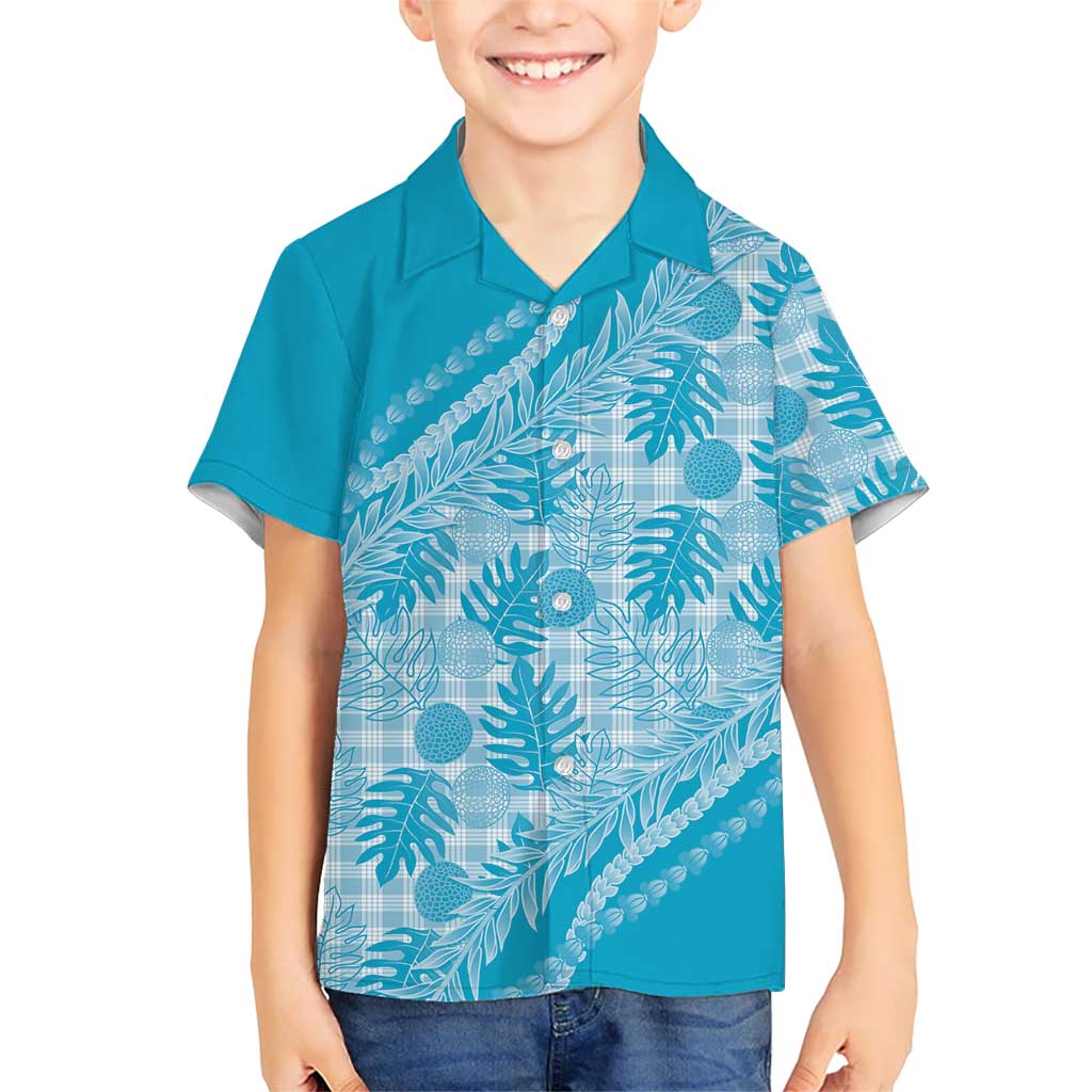 Hawaii Breadfruit Palaka Family Matching Long Sleeve Bodycon Dress and Hawaiian Shirt Polu Maile Lei - Polynesian Pride
