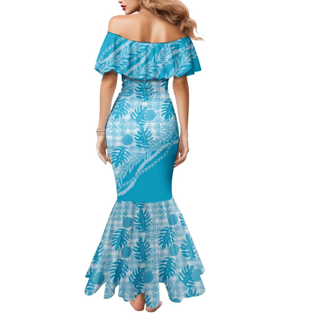 Hawaii Breadfruit Palaka Family Matching Mermaid Dress and Hawaiian Shirt Polu Maile Lei - Polynesian Pride