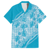 Hawaii Breadfruit Palaka Family Matching Off The Shoulder Long Sleeve Dress and Hawaiian Shirt Polu Maile Lei - Polynesian Pride