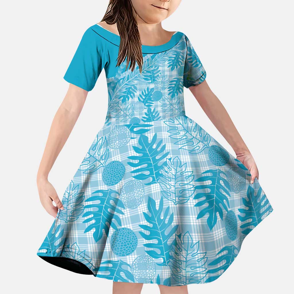 Hawaii Breadfruit Palaka Family Matching Off Shoulder Maxi Dress and Hawaiian Shirt Polu Maile Lei - Polynesian Pride