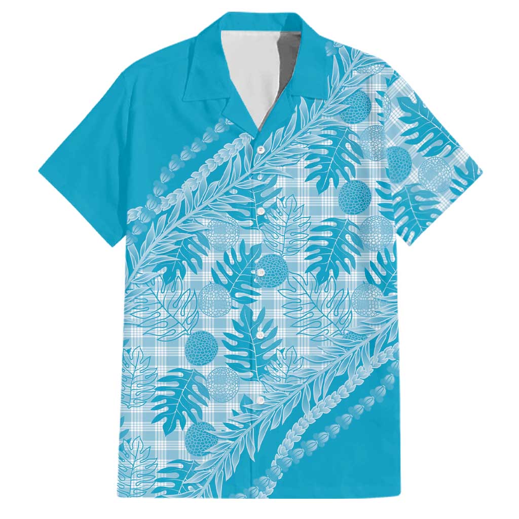 Hawaii Breadfruit Palaka Family Matching Off Shoulder Maxi Dress and Hawaiian Shirt Polu Maile Lei - Polynesian Pride