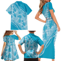 Hawaii Breadfruit Palaka Family Matching Short Sleeve Bodycon Dress and Hawaiian Shirt Polu Maile Lei - Polynesian Pride