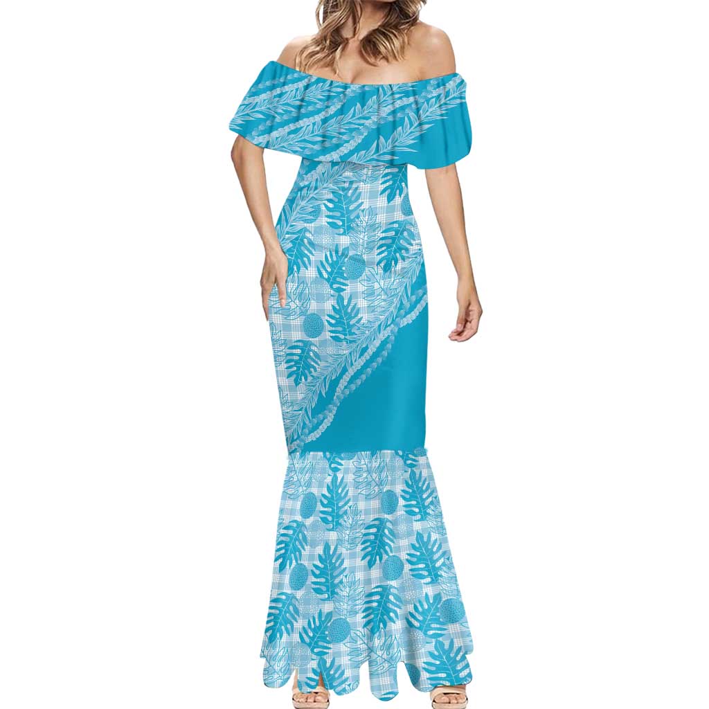 Hawaii Breadfruit Palaka Mermaid Dress Polu Maile Lei - Polynesian Pride