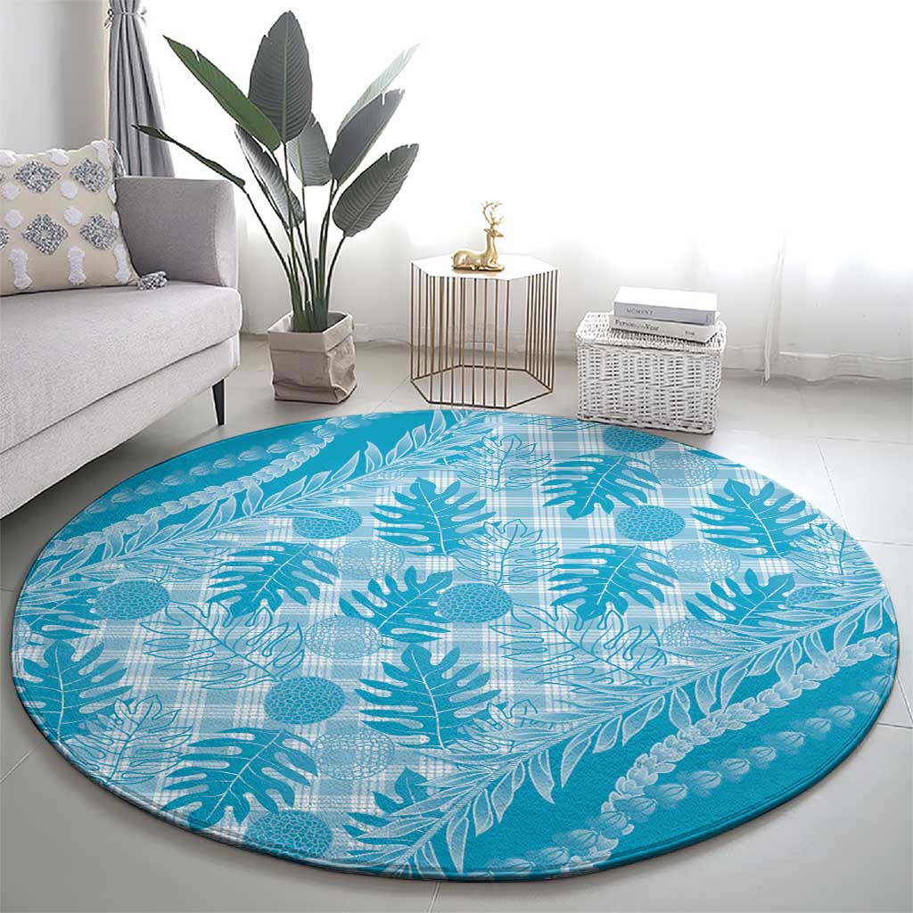 Hawaii Breadfruit Palaka Round Carpet Polu Maile Lei - Polynesian Pride