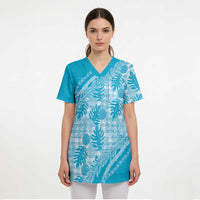 Hawaii Breadfruit Palaka Scrub Top Polu Maile Lei - Polynesian Pride