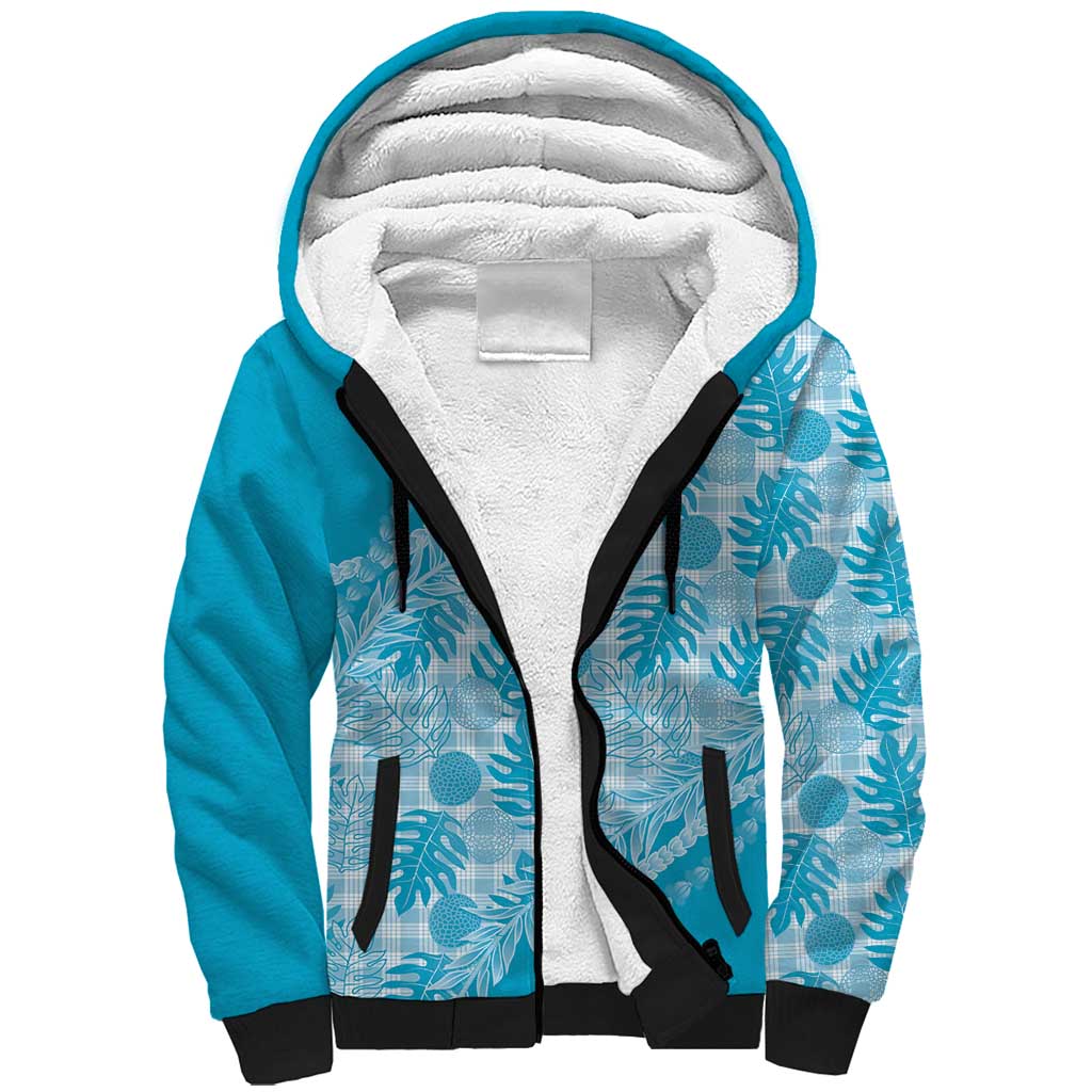 Hawaii Breadfruit Palaka Sherpa Hoodie Polu Maile Lei - Polynesian Pride