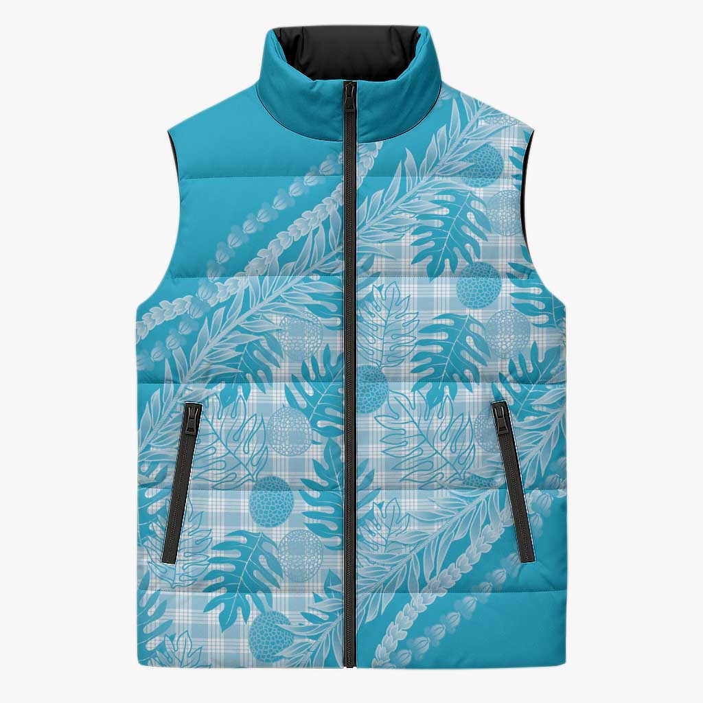 Hawaii Breadfruit Palaka Sleeveless Puffer Jacket Polu Maile Lei - Polynesian Pride