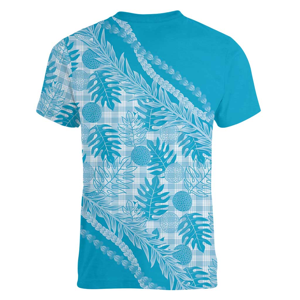 Hawaii Breadfruit Palaka Women V-Neck T-Shirt Polu Maile Lei LT9 - Polynesian Pride