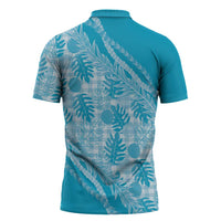 Hawaii Breadfruit Palaka Zipper Polo Shirt Polu Maile Lei - Polynesian Pride