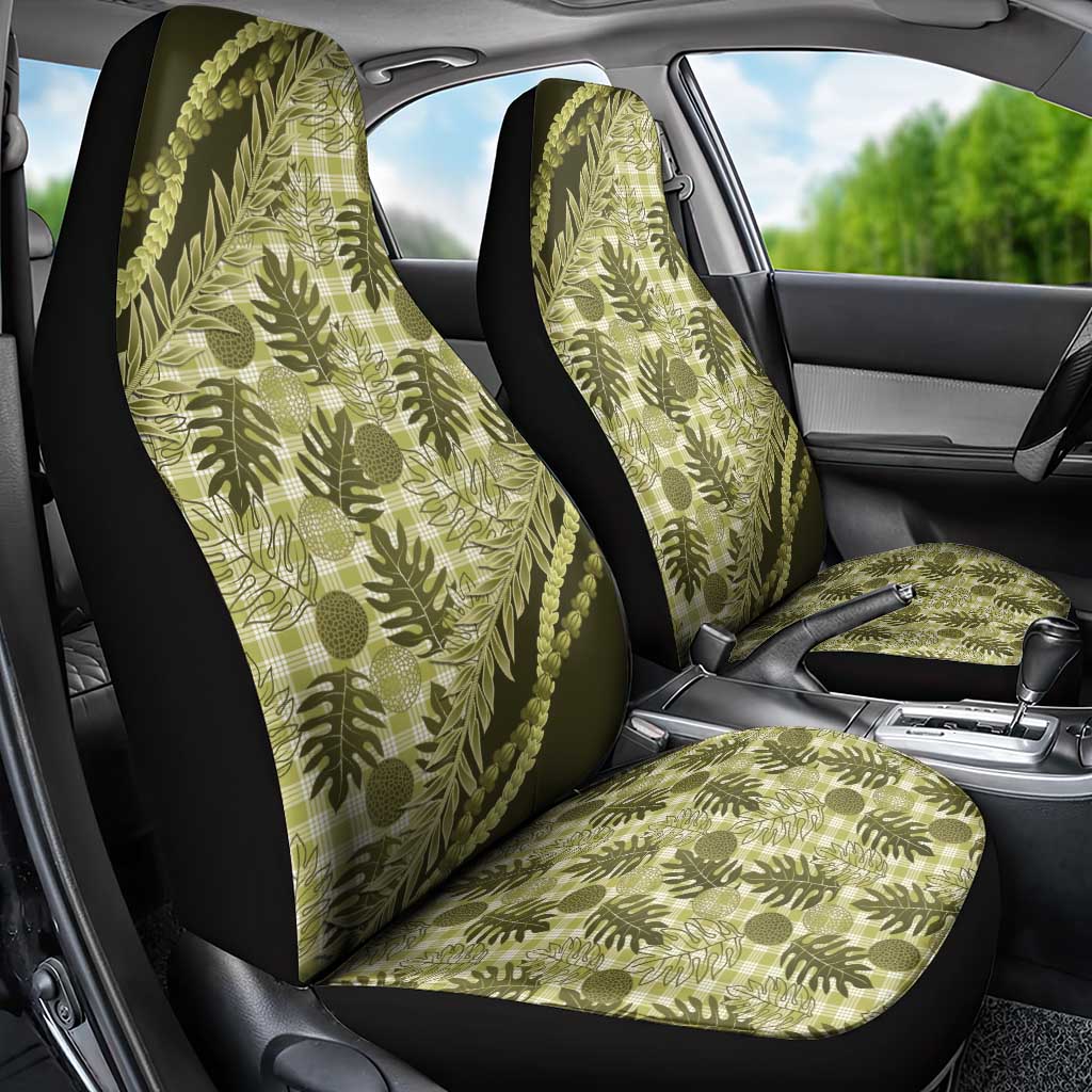 Hawaii Breadfruit Palaka Car Seat Cover Omaomao Maile Lei - Polynesian Pride