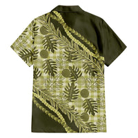 Hawaii Breadfruit Palaka Family Matching Off Shoulder Maxi Dress and Hawaiian Shirt Omaomao Maile Lei - Polynesian Pride